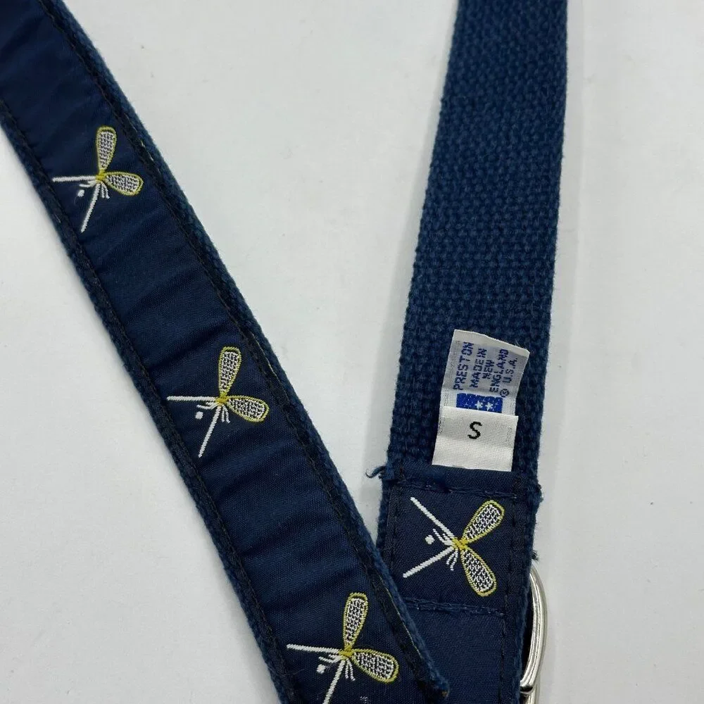 Preston Canvas Lacrosse Silver D-Ring Preppy Belt Blue Size Small